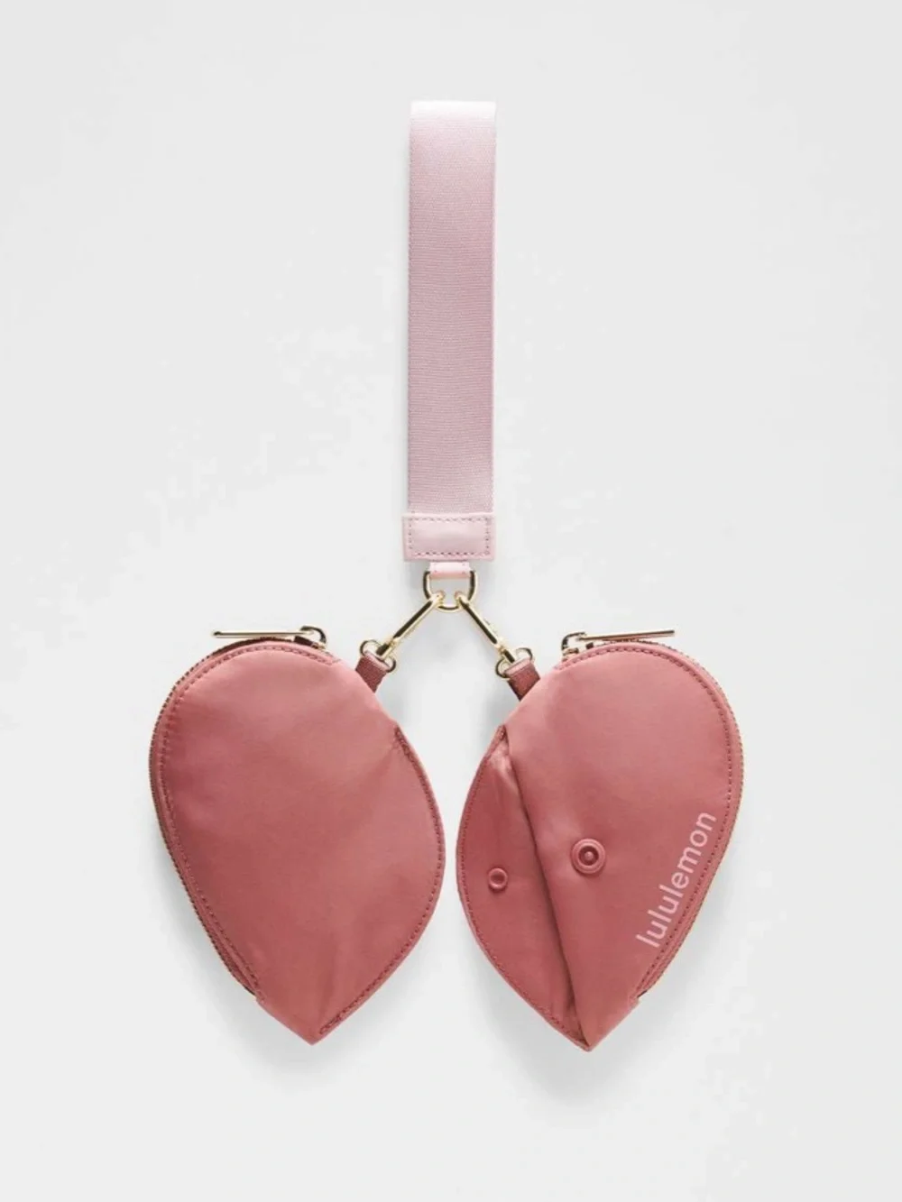 NWT Lululemon Dual Pouch Wristlet *Heart Spiced Chai / Pink Haze / Gold